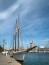 Pailebot Santa EulÃÂ lia a three mast vessel - ship from Museu MarÃÂ­tim docked at Barcelona Port Vell